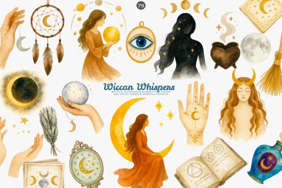 Download Wiccan Clipart Mystical Elements Set - Element Collection