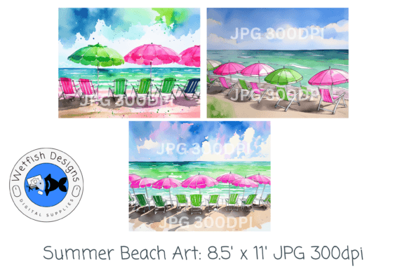 Download Summer Beach Watercolor Digital Prints 5 - Digital prints Collection