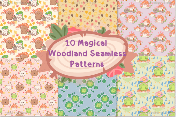Download 10 Magical Woodland Kawaii Patterns - Pattern Collection