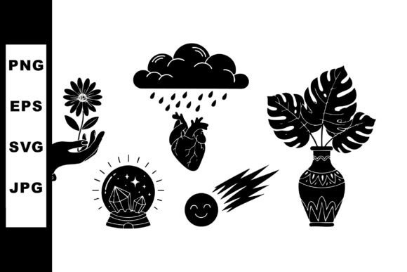 Download Black Silhouette Mystical Elements Inclu - Element Collection