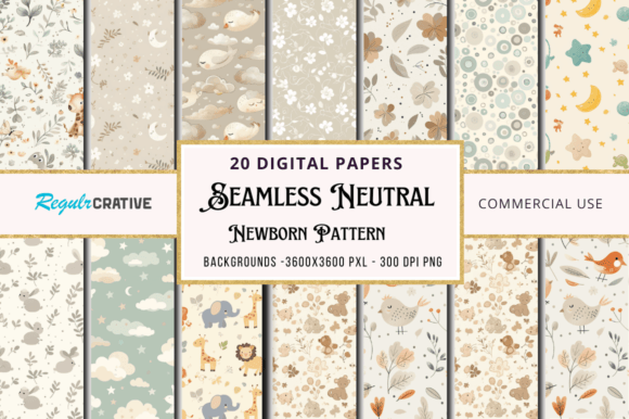 Download Seamless Neutral Newborn Pattern Bundle - Pattern Collection