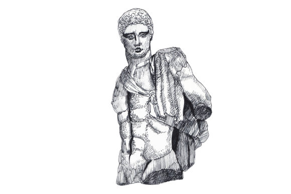 Download Ancient Man Sculpture - Ink Sketch - Sketch Collection